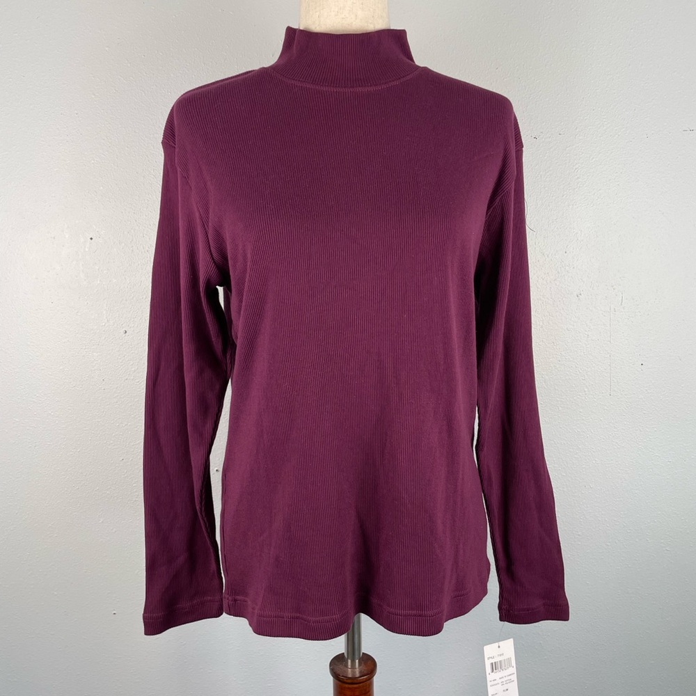 NWT Erika & Co. Plum Mock Neck Long Sleeve Sweater Top Size L